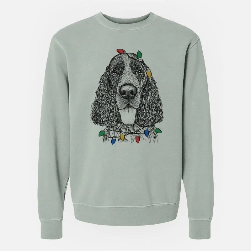 Time-Limited Offer stylish athletic hoodieChristmas Lights Duke the English Springer Spaniel - Unisex Pigment Dyed Crew Sweatshirt Time-Limited Offer stylish athletic hoodieChristmas Lights Duke the English Springer Spaniel - Unisex Pigment Dyed Crew Sweatshirt
