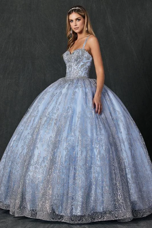 Weekend Deal puff sleeve dressLong Quinceanera Glitter Mesh Ball Gown
