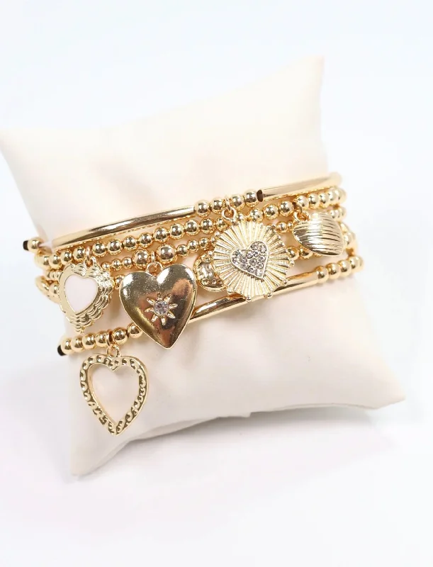 Fantastic Deals Delaroche Charm Bracelet Set GOLD