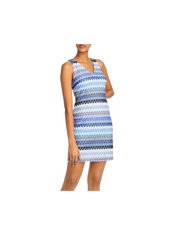 Act Fast AQUA Womens Striped V Neck Above The Knee Sheath Dress