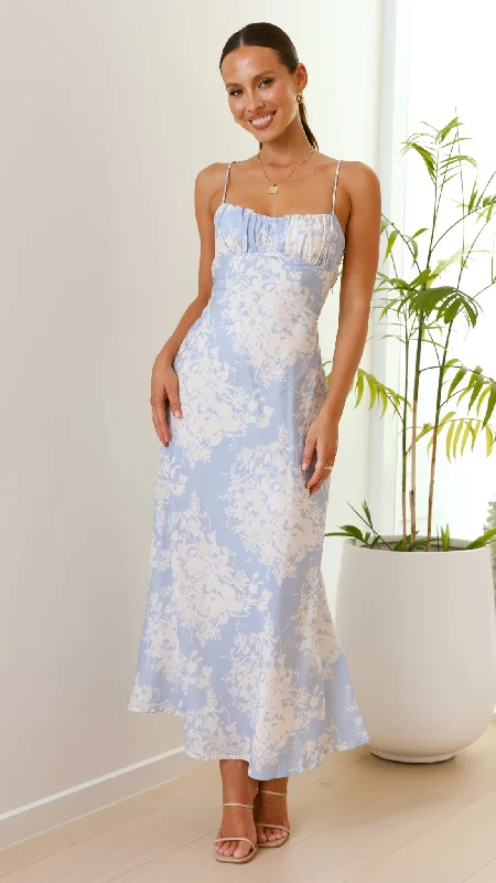 Price Rollback Margie Midi Dress - Blue / White Floral