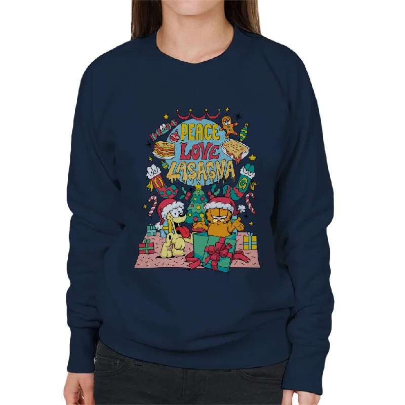 Garfield Christmas Peace Love Lasagna Women's Sweatshirt