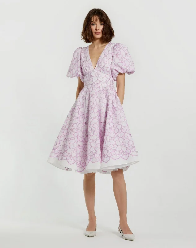 Factory Direct Sale off-the-shoulder dressMac Duggal 81019 Short A Line Floral Cocktail Dress