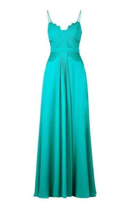 Extra Savings lace dressAntonea Lace Trim Pleated Gown