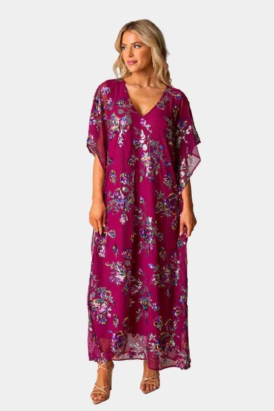 Unbeatable Prices cocktail dressAtlas Sequin Caftan Maxi Dress - Red Sangria