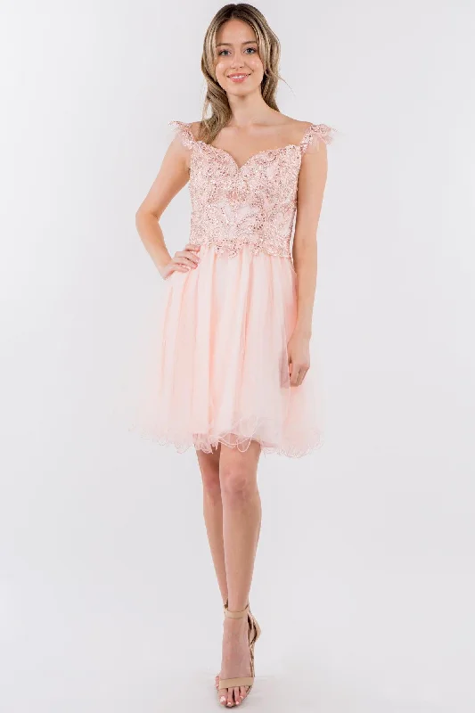 Special Savings vintage-inspired dressEmbroidered Ruffle Short Homecoming Dress