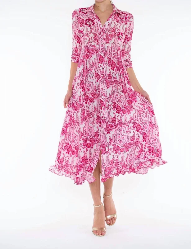 Zaira Dress In Fuchsia Flowers