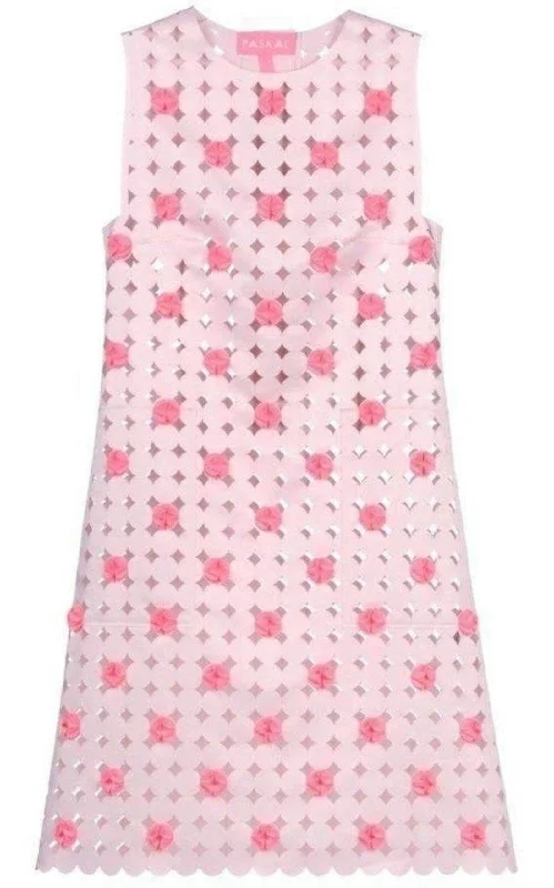 Super Deal chic slip dressLight Pink Laser Cut Short Dress