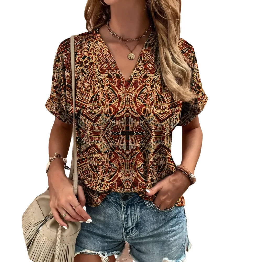 V-Neck  Female Loose Clothing