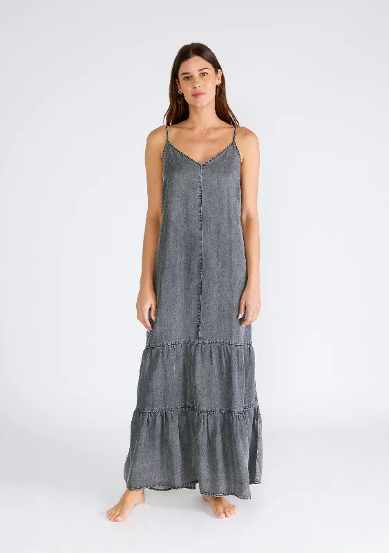 Great Deals printed dressGREY VINTAGE WASH SLEEVELESS MAXI DRESS