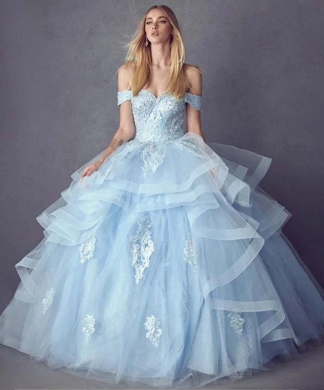 Must-Have Deals fitted cocktail dressLong Quinceanera Off Shoulder Glitter Ball Gown
