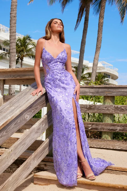 Final Clearance form-fitting dressNox Anabel E1710 Long Beaded Slit Sequin Formal Prom Dress