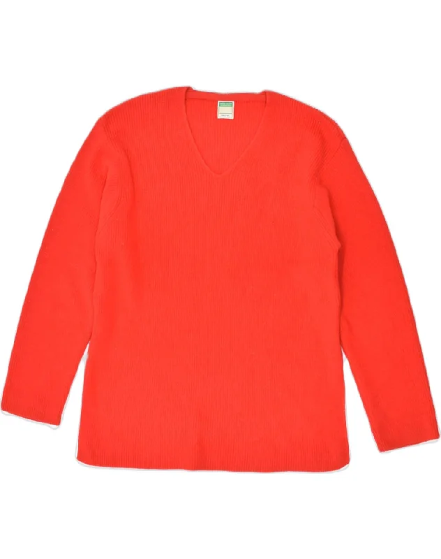 UNITED COLORS OF BENETTON Womens V-Neck Jumper Sweater IT 42 Medium Red