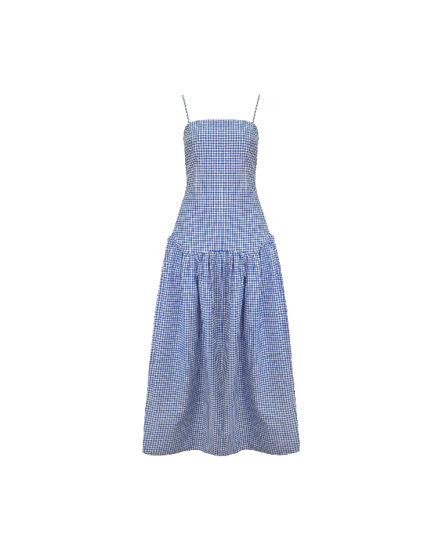 Special Price TRULLI MAXI DRESS COBALT GINGHAM