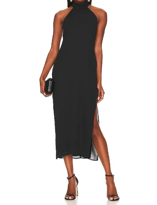 Halter Midi Dress In Black