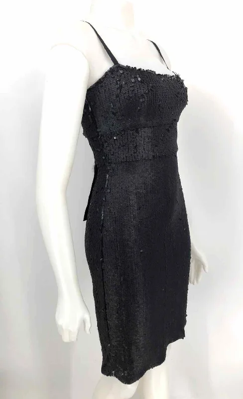 BCBG Black Gray Sequined Spaghetti Strap Size X-SMALL Dress