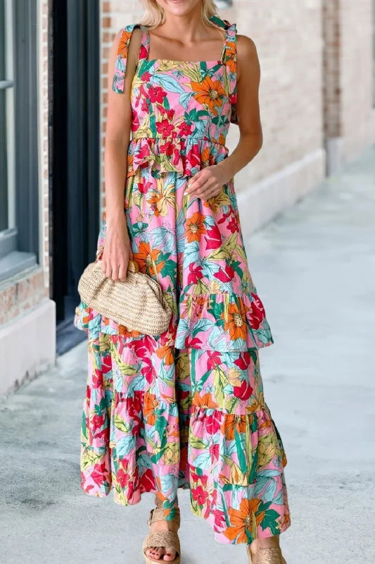 Bonus Savings vintage dressRuffled Printed Square Neck Cami Dress
