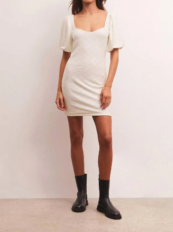 Belle Knit Eyelet Dress In White