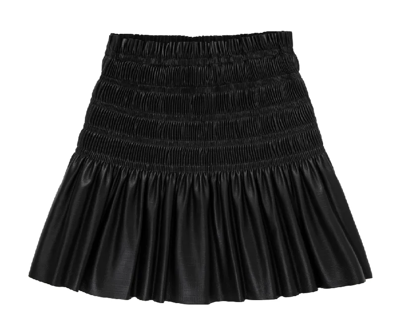 Blowout Deals one-shoulder dressBlack Pleated Faux Leather Skirt