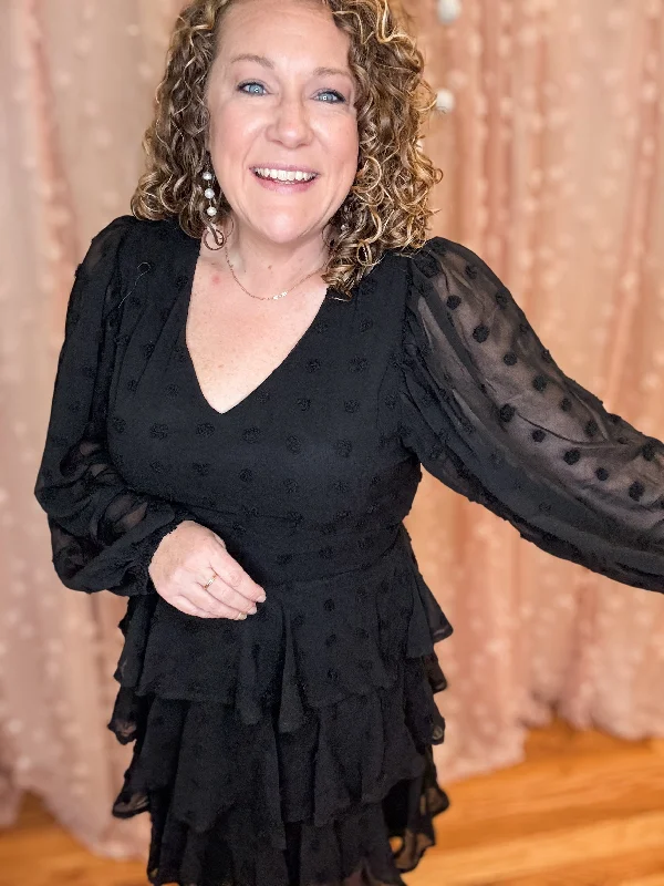 Epic Deals Sweet Truth Swiss Dot Tiered Dress
