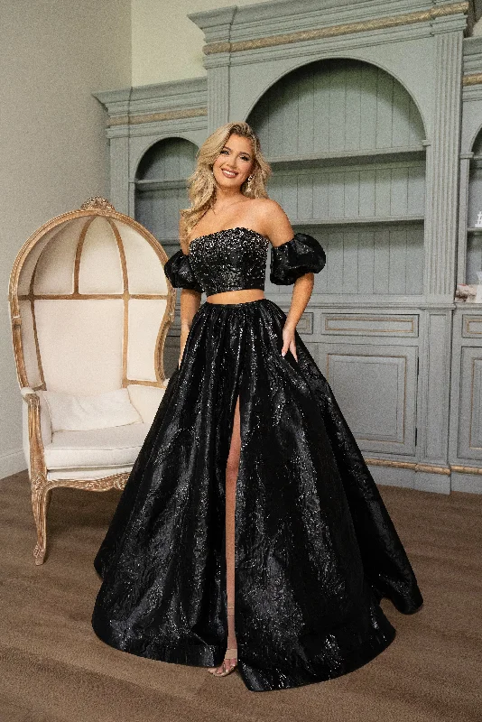 Online Exclusive lace dressRachel Allan 70707 Prom Two Piece A Line Long Formal Dress