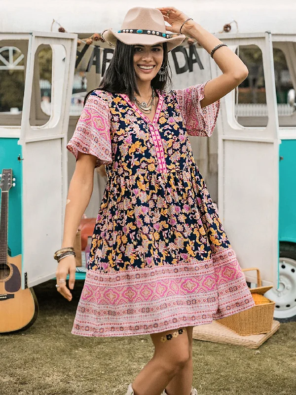 Great Deals layered dressPrinted V-Neck Short Sleeve Dress