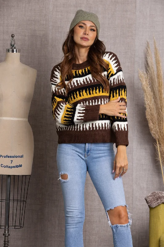 Best Deals classic bomber jacketBROWN CABLE KNIT SWEATER-ILT1374