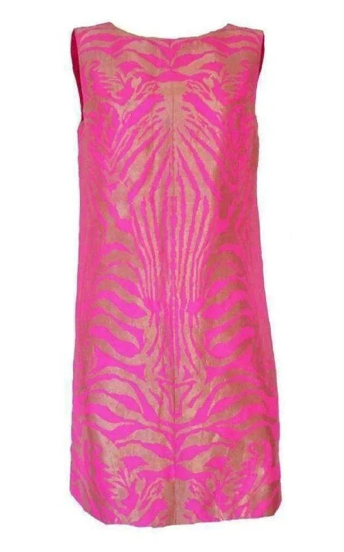Unmissable Offer elegant evening dressGold Tiger Print Open Back Silk Dress