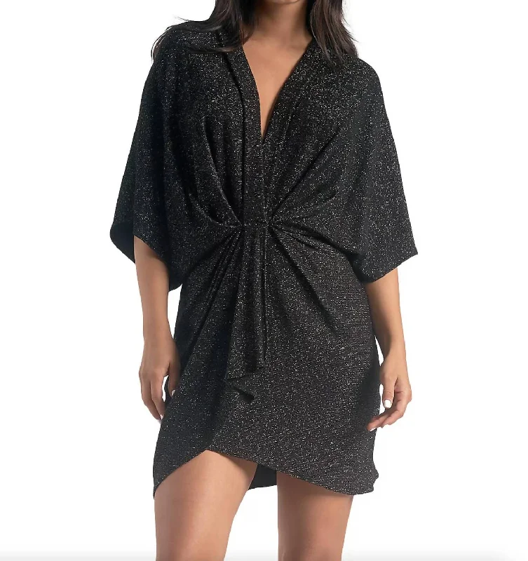 Glitz Dolman Sleeve Dress In Black