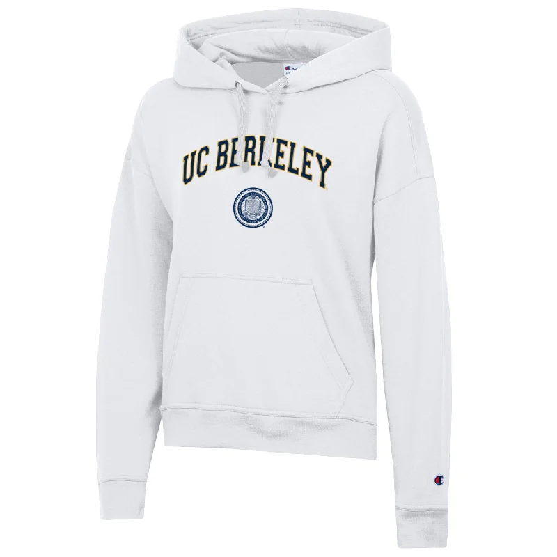 U.C. Berkeley arch & seal women's Champion fleece hoodie-White