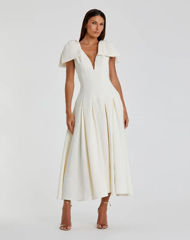 Huge Discounts draped dressMac Duggal 21046 Fitted Evening Formal Midi Dress