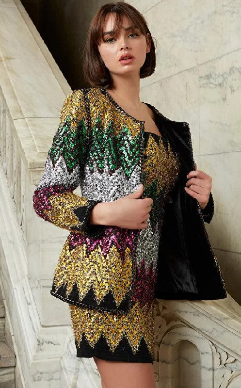 TIME-Limited Offer velvet dressJovani 05038 Multi Embellished Jacket
