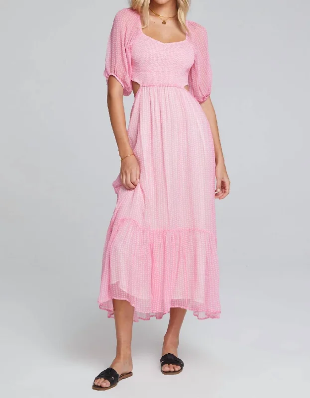 Lyla Midi Dress In Bubble Gum