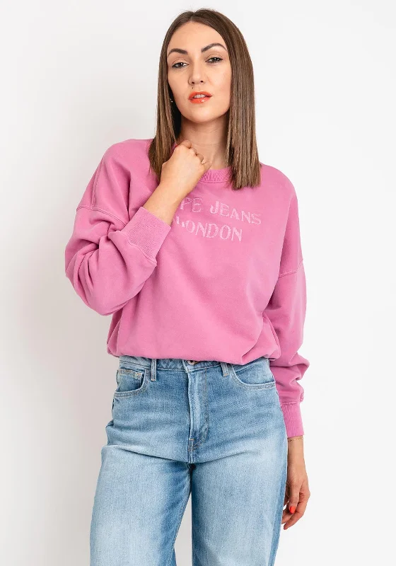 Stock Up and Save zip-up hooded sweatshirtPepe Jeans Kelly Embroidered Sweatshirt, English Rose Pink