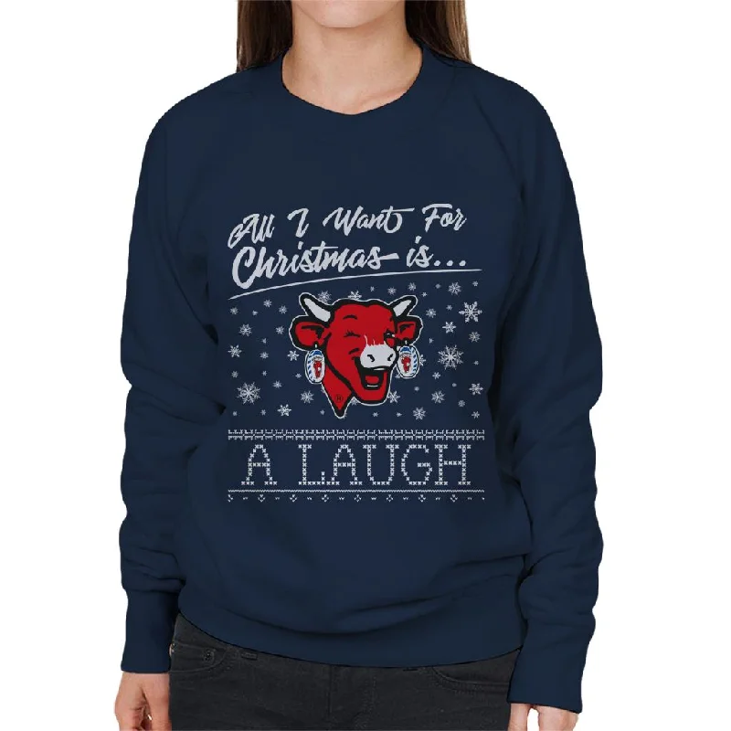 TIME-Limited Offer sleek sports hoodieThe Laughing Cow Christmas All I Want For Xmas Is A Laugh Women's Sweatshirt TIME-Limited Offer sleek sports hoodieThe Laughing Cow Christmas All I Want For Xmas Is A Laugh Women's Sweatshirt
