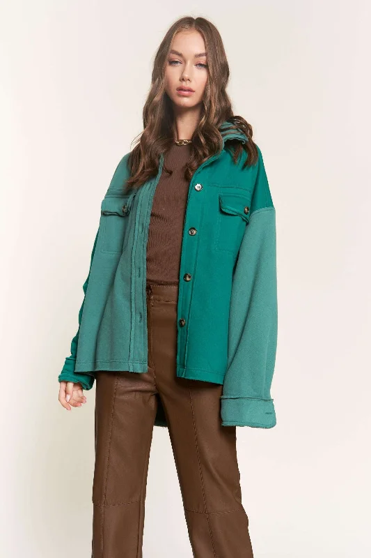 Limited Availability functional coatHUNTER GREEN  COLLARED LONG SLEEVES JACKET SNT8230P