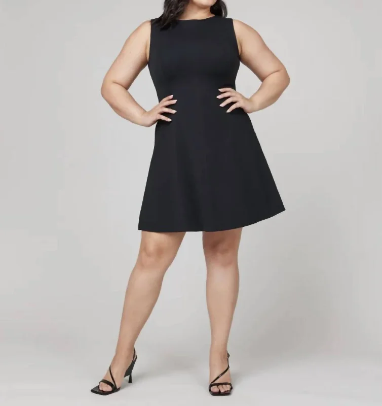 Price Meltdown puff sleeve dressPerfect Fit & Flare In Navy