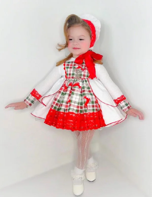 The Best Prices winter dressHoliday Plaid Reindeer Dress