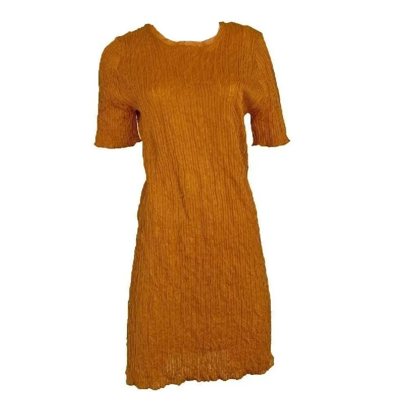 Great Deals printed dressMustard Cocktail Crinkle Silk Dress