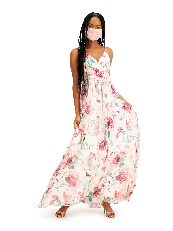 Reduced Prices CITY STUDIO Womens Floral Spaghetti Strap Full-Length Party Fit + Flare Dress