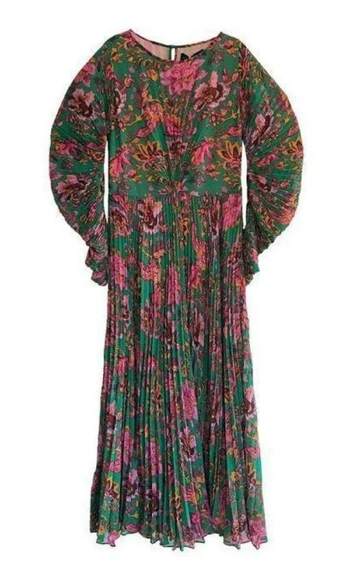 Hot Deal statement dressYing Yang Micro-Print Pleated Chiffon Gown