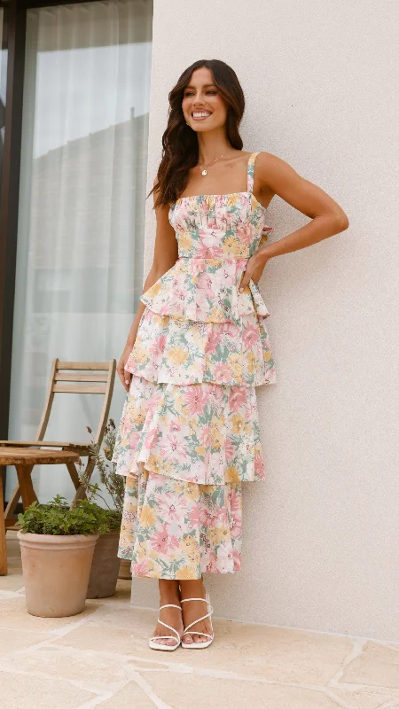 Special Savings Page Maxi Dress - Blush / Yellow Floral