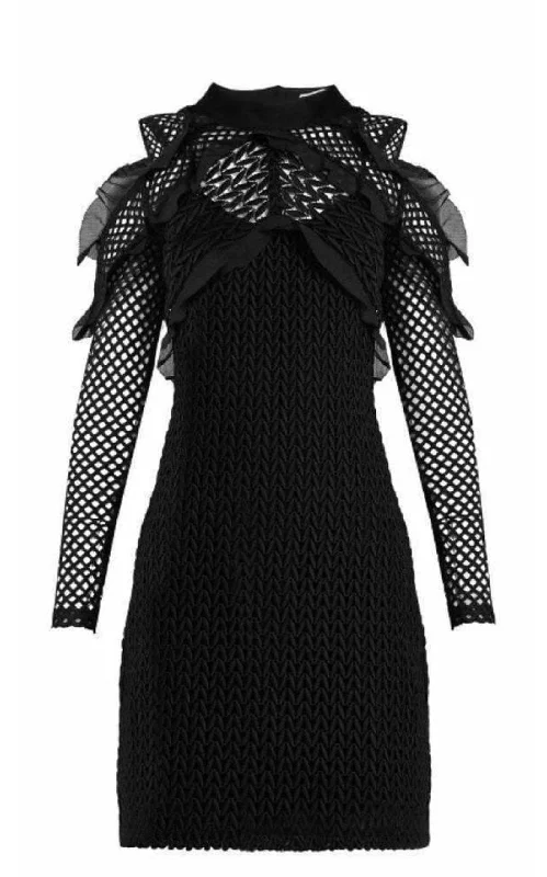 Year-End Clearance fitted dressPurl Knit Lace Cut-out Shoulder Dress