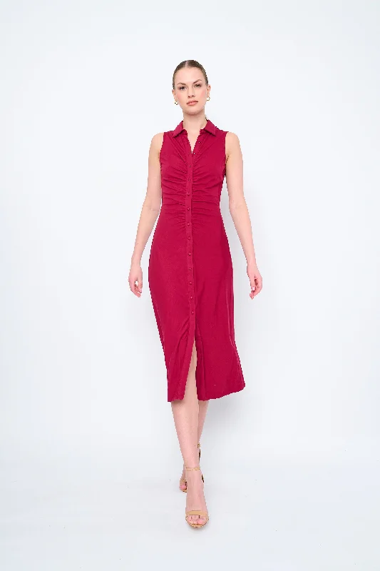 Exclusive Deal summer floral dressSLEEVELESS RUCHED MIDI DRESS