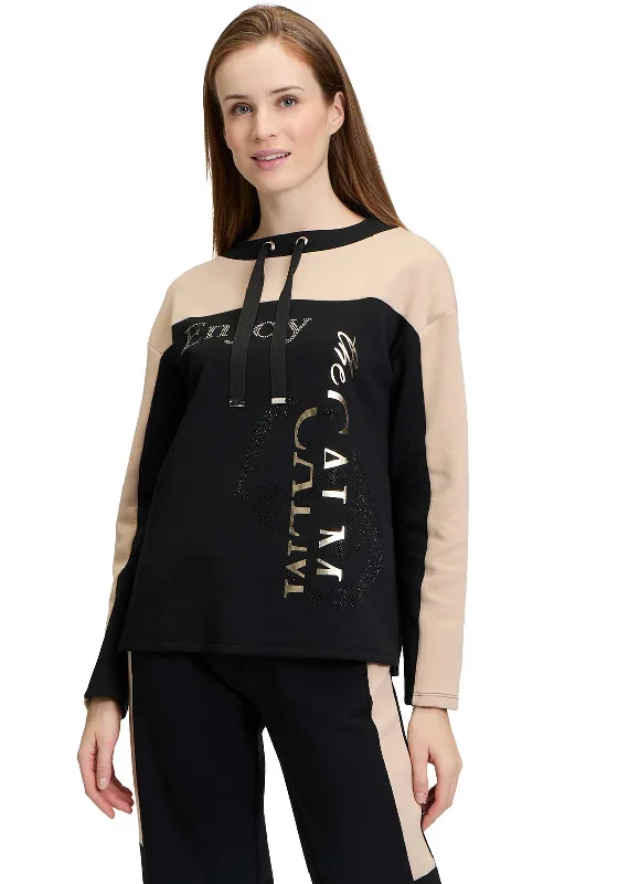 Betty Barclay Embellished Colour Block Sweatshirt, Black