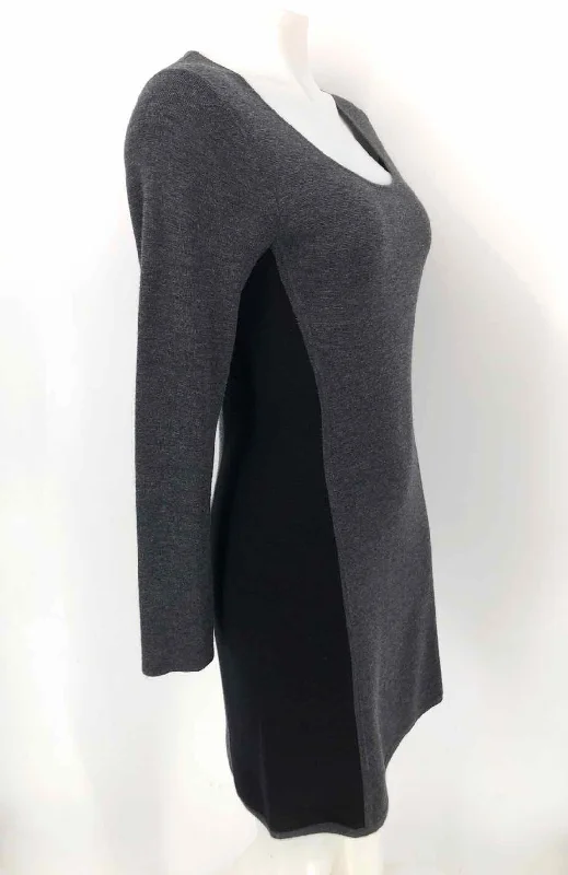 THEORY Gray Black Knit Longsleeve Size LARGE  (L) Dress