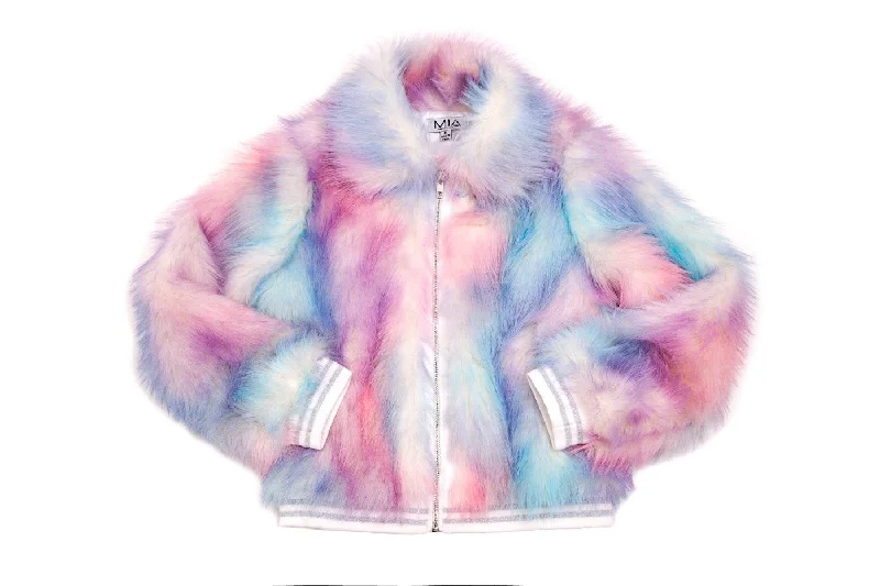Super Bargain off-the-shoulder dressTie Dye Fur Jacket