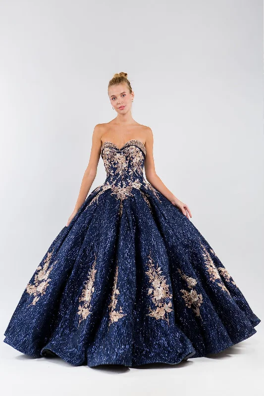 New Arrival wool dressQuinceanera Floral Glitter Long Strapless Dress