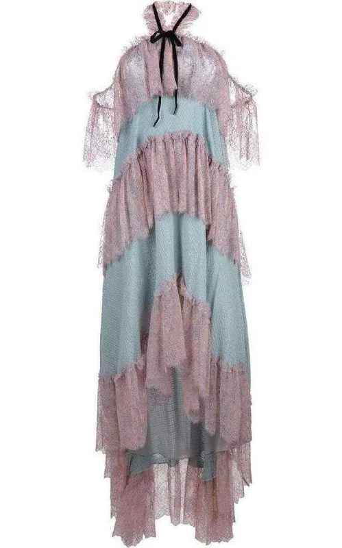 One-DAY Sale ruched dressOff the Shoulder Tiered Silk Dress