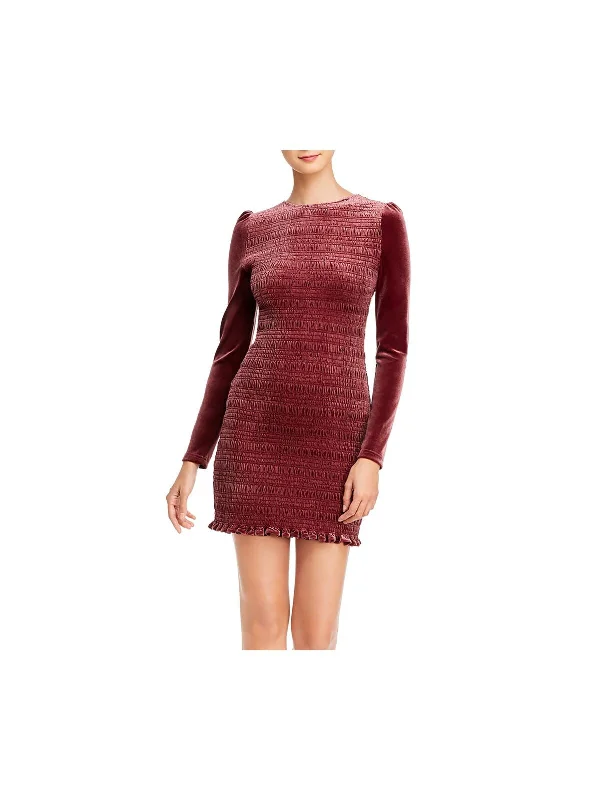 Special Offer AQUA Womens Textured Long Sleeve Crew Neck Mini Body Con Dress